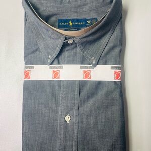 Ralph Lauren Classic Fit Gray Chambray Button Down Shirt.